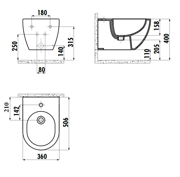 ROSE Wall Mounted Bidet Matt D.GREY SP1307